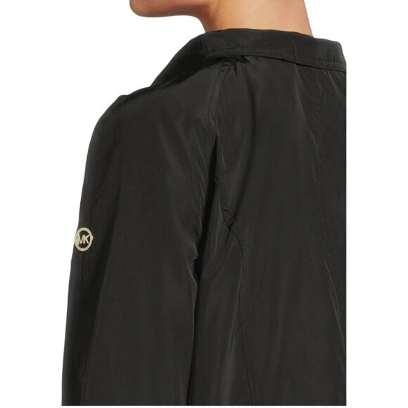 Michael Michael Kors Anorak Raincoat Black Gold Logo Hardware Full Zip Size M - Picture 7 of 14